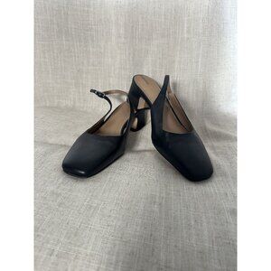 Sam Edelman Black Square Toe Slingback Heels Size 7 – Chunky Heel Modern Classic